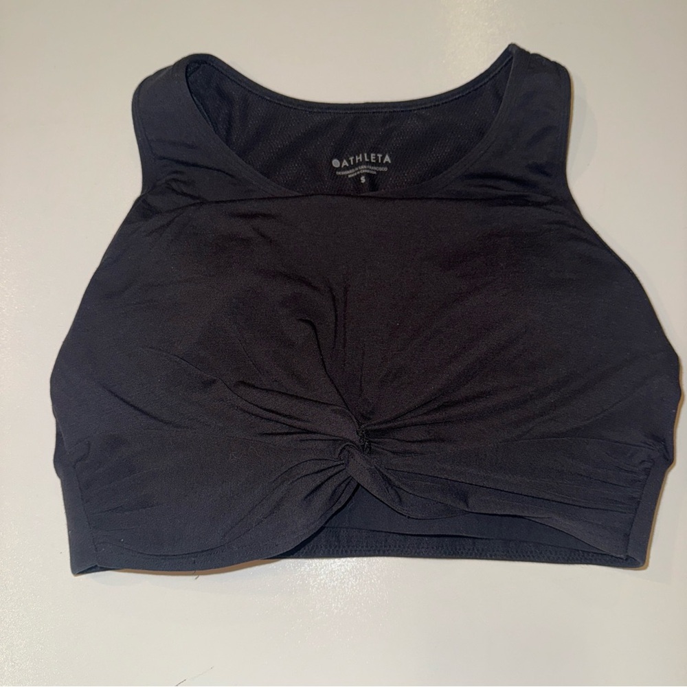 Athleta Women's Black Twist Crop Top